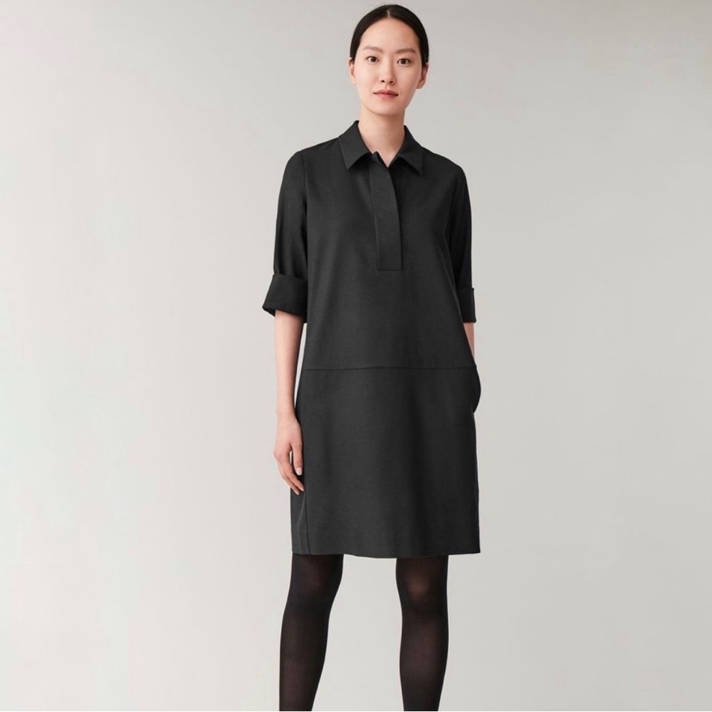 COS Black Collared Shift Dress